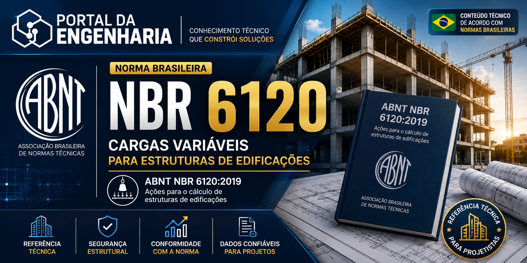 NBR 6120 sobre cargas variáveis para estruturas de edificações, com referência técnica do Portal da Engenharia.