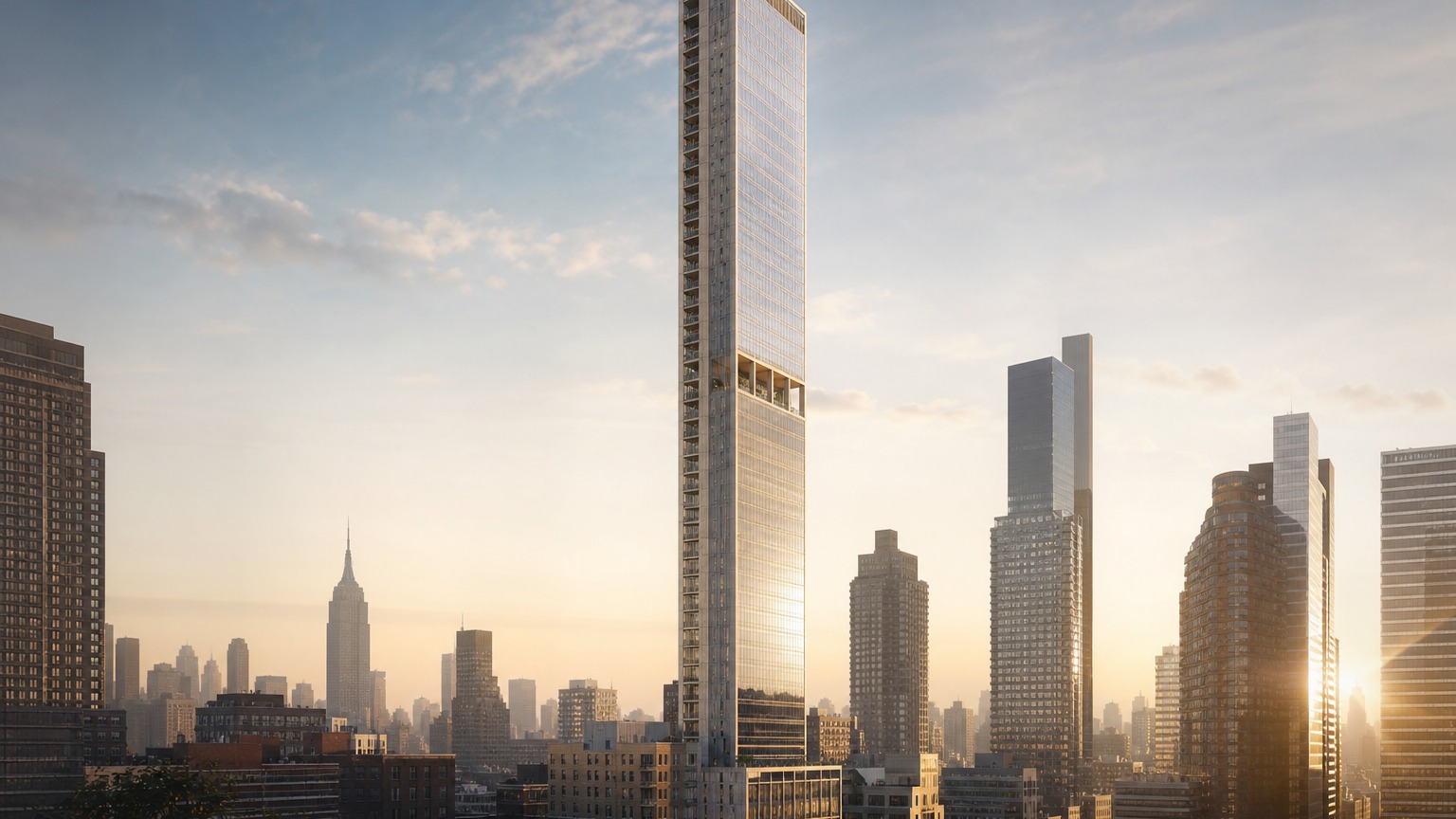 Ilustração conceitual de torre ultradelgada em Manhattan para o artigo sobre o 262 Fifth Avenue